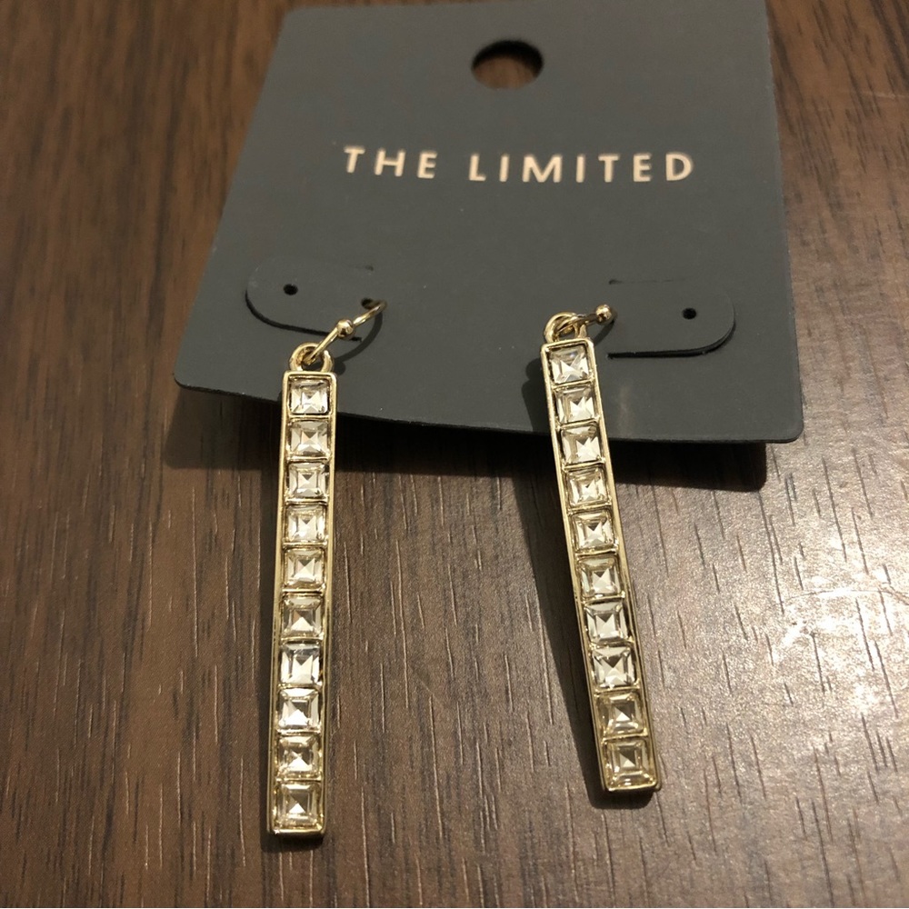 2” The limited Silver tone Rhinestone Dangle Drop Earrings #B17